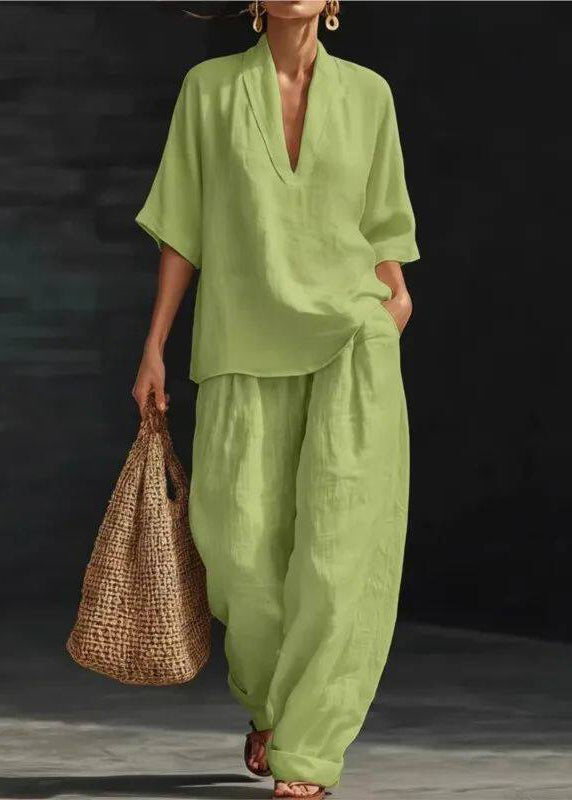 Dames Tweedelige Set V-hals Oversized voor Zomerstijl 1