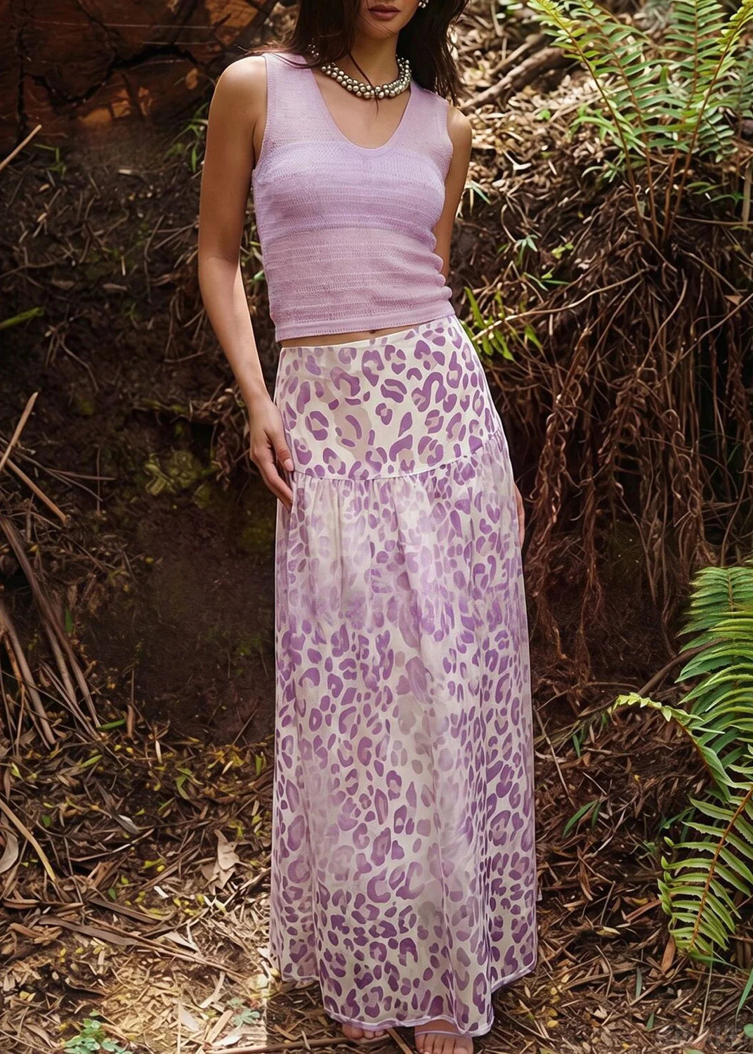 Dames Tweedelige Set V-hals Top en Maxi Rok Zomerstijl 1
