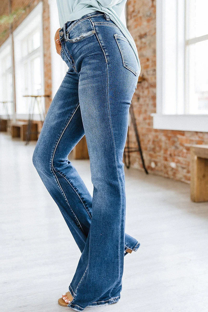 Dames Uitlopende Jeans Hoge Taille 1