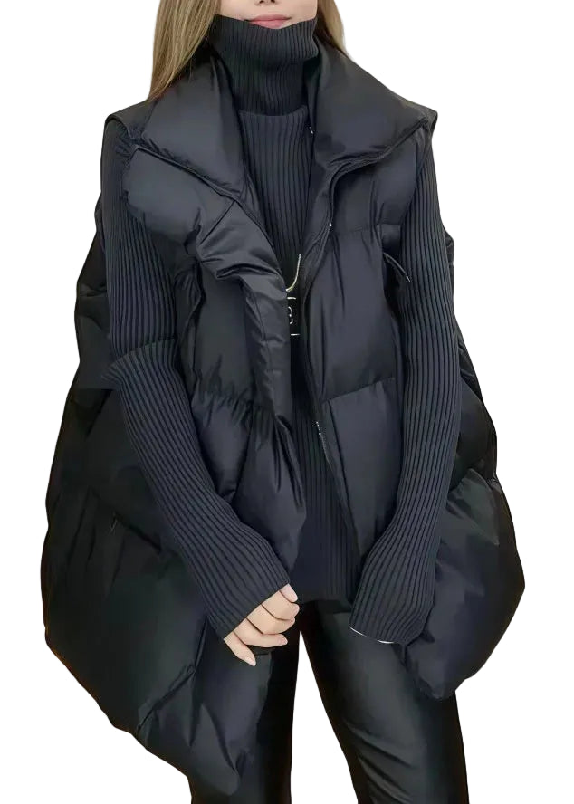 Dames Vest Oversized Met Opstaande Kraag voor Casual Winterstijl 0