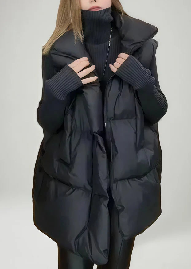 Dames Vest Oversized Met Opstaande Kraag voor Casual Winterstijl 1