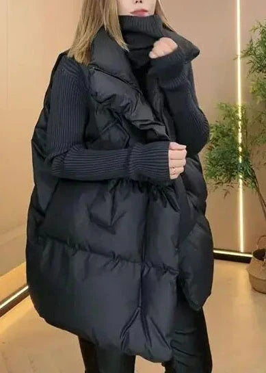 Dames Vest Oversized Met Opstaande Kraag voor Casual Winterstijl 3