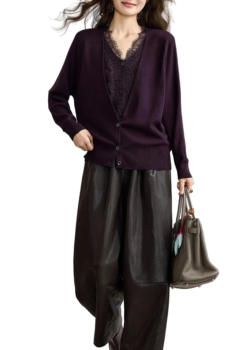 Dames Vest V-hals met Kanten Patchwork Stijlvol voor Herfst 2