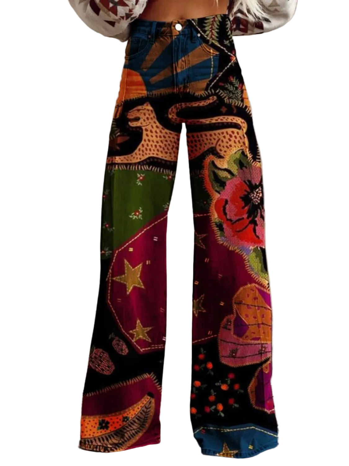 Dames Vintage Boho Broek 0