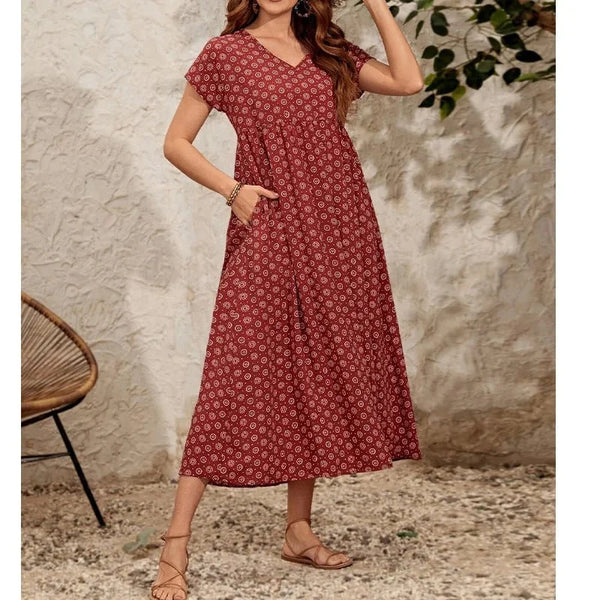 Dames Vintage Jurk met V-hals 0