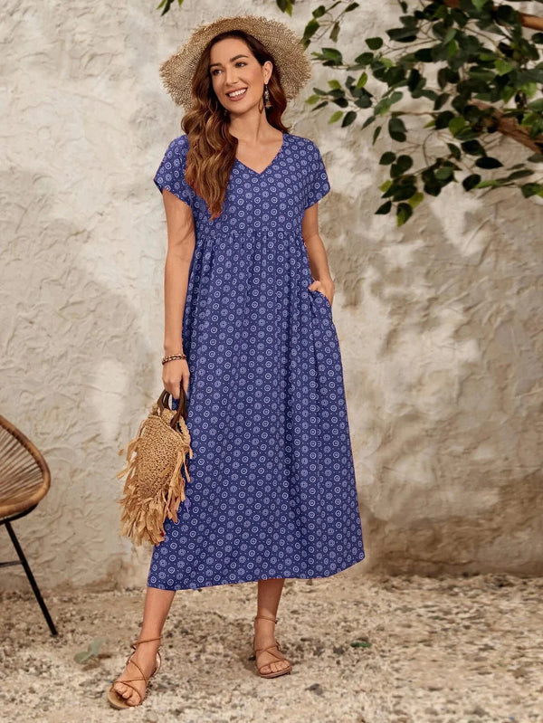 Dames Vintage Jurk met V-hals 2