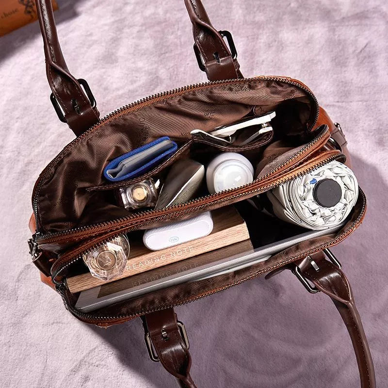 Dames Vintage Leren Tas Met Chic Ontwerp 4