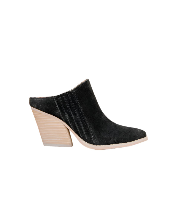 Dames Wedge Mule Chunky Hak Open Rug Zwart 0