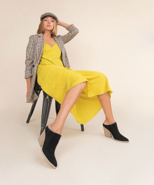 Dames Wedge Mule Chunky Hak Open Rug Zwart 2