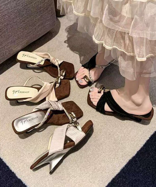 Dames Wedge Sandalen Beige Peep Toe 4
