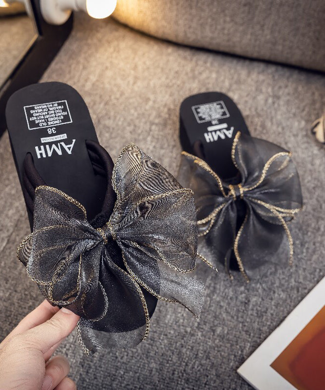 Dames Wig Slippers Met Tule Strik 3