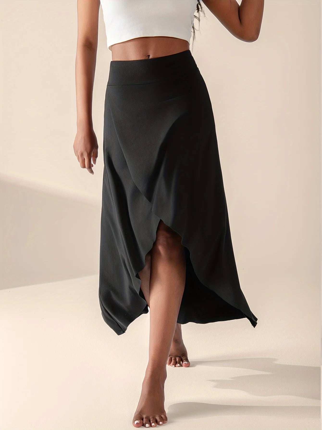 Dames Wikkelrok Midi met Asymmetrische Zoom en Ingebouwde Culottes 1