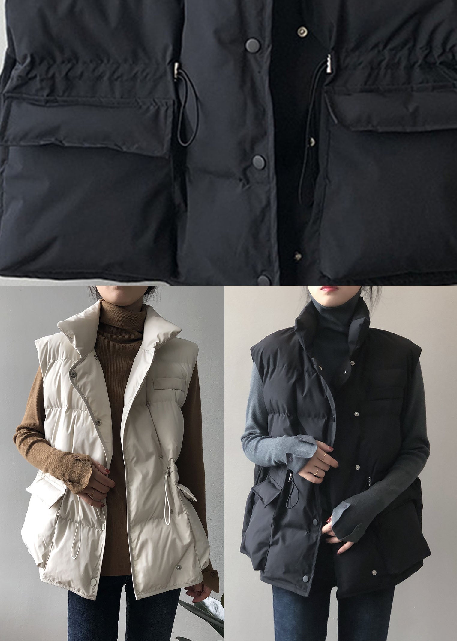 Dames Winter Vest Met Knopen En Trekkoord 4