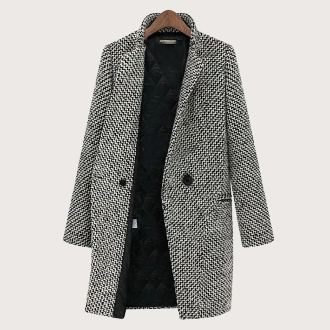 Dames Winterjas Houndstooth Stijl Wol 3