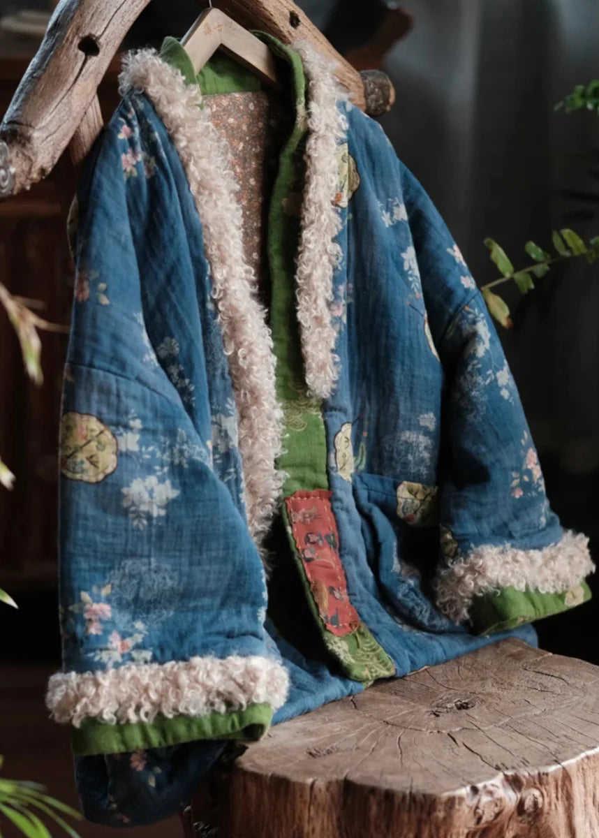 Dames Winterjas Losse Pasvorm Patchwork Print 0