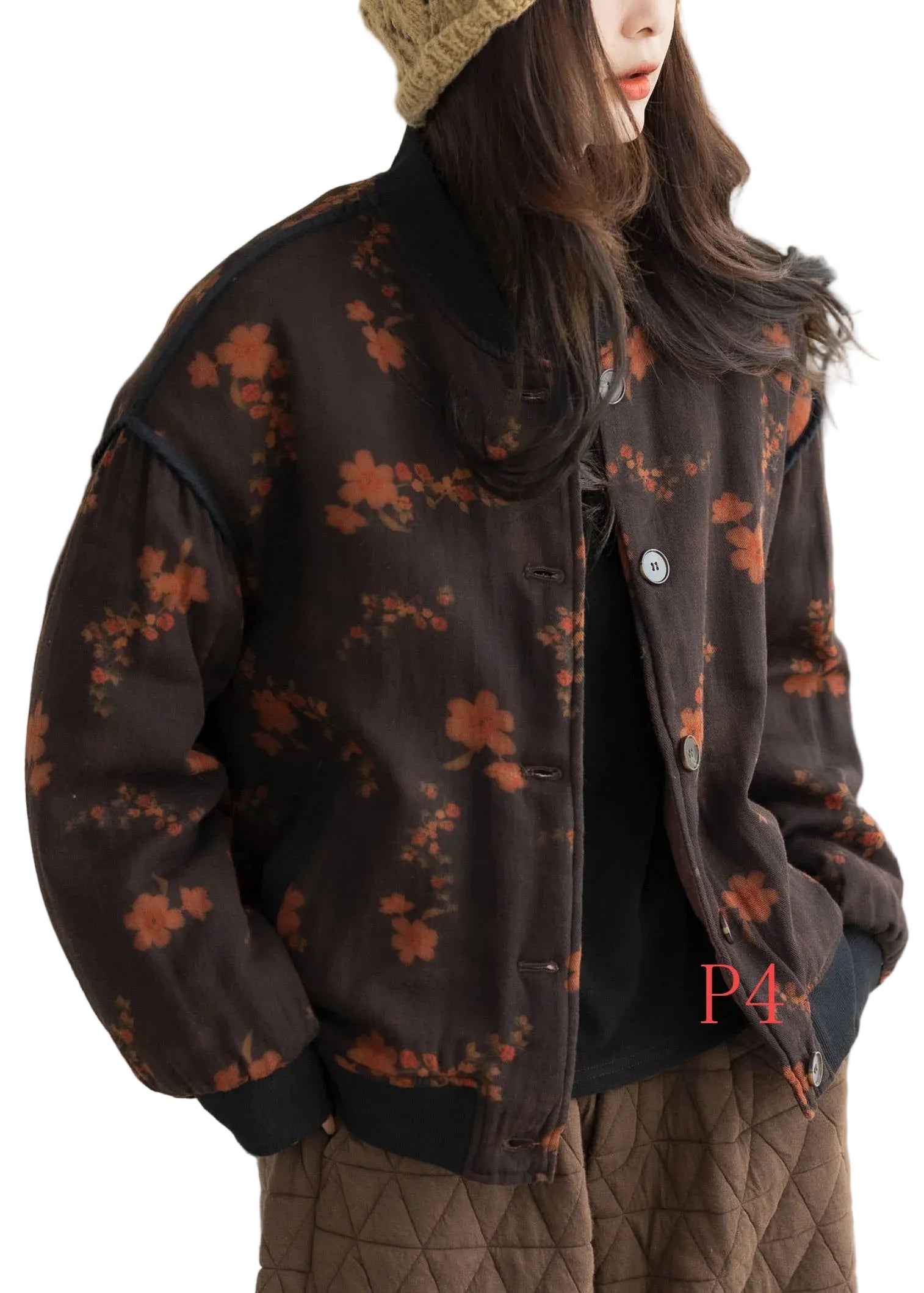 Dames Winterjas Oversized Bloemenprint 0