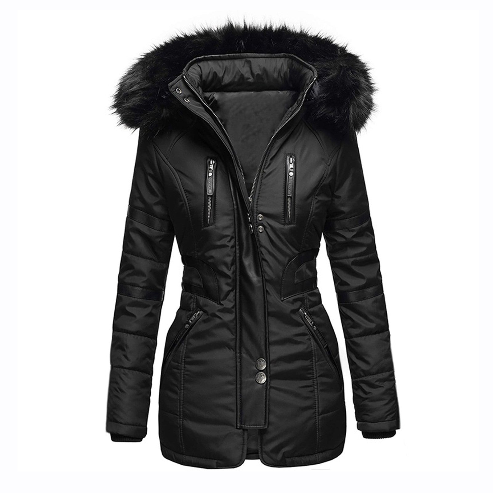 Dames Winterjas met Capuchon en Stijlvol Design 0