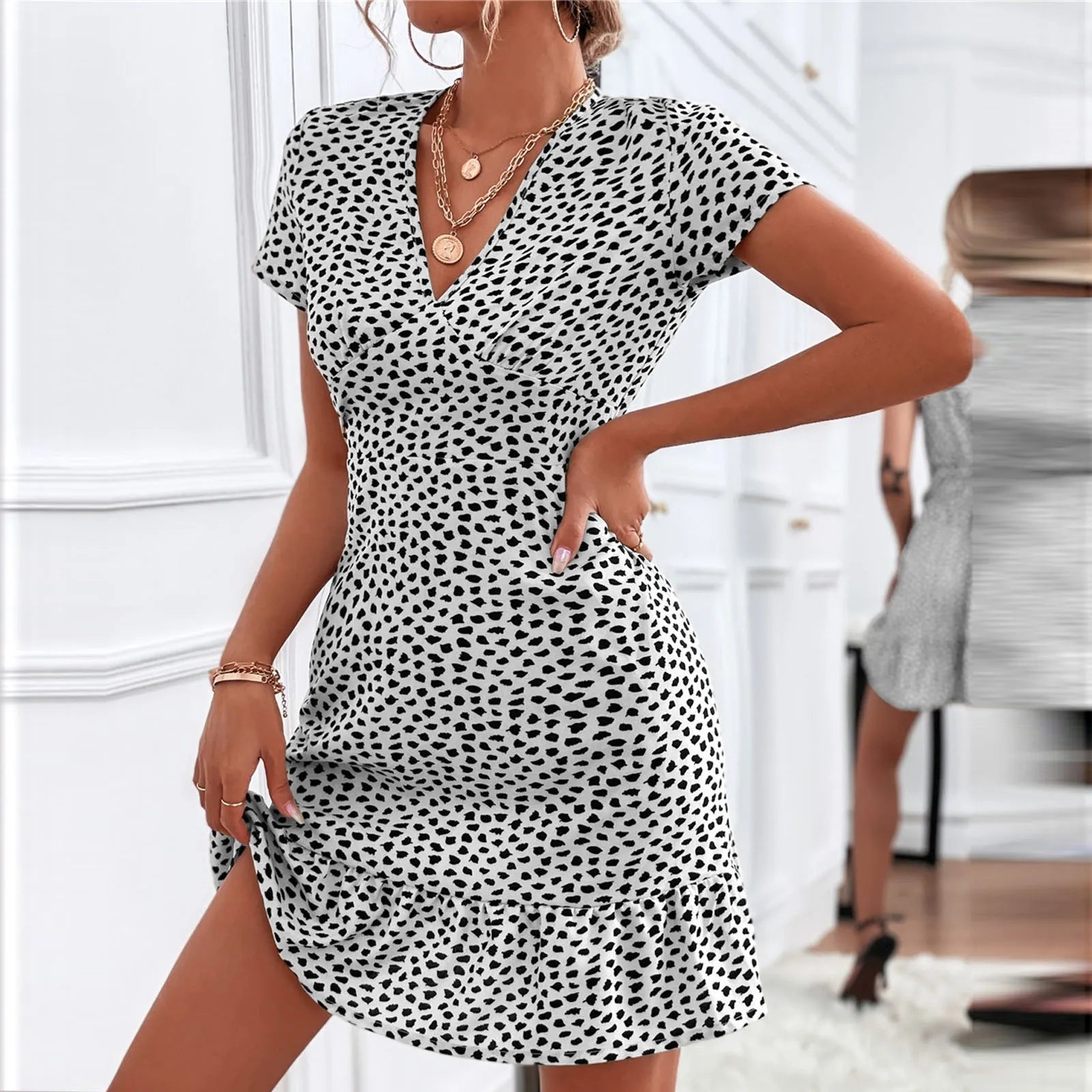 Dames Zomer Jurk V-hals Bloemenprint Casual 8