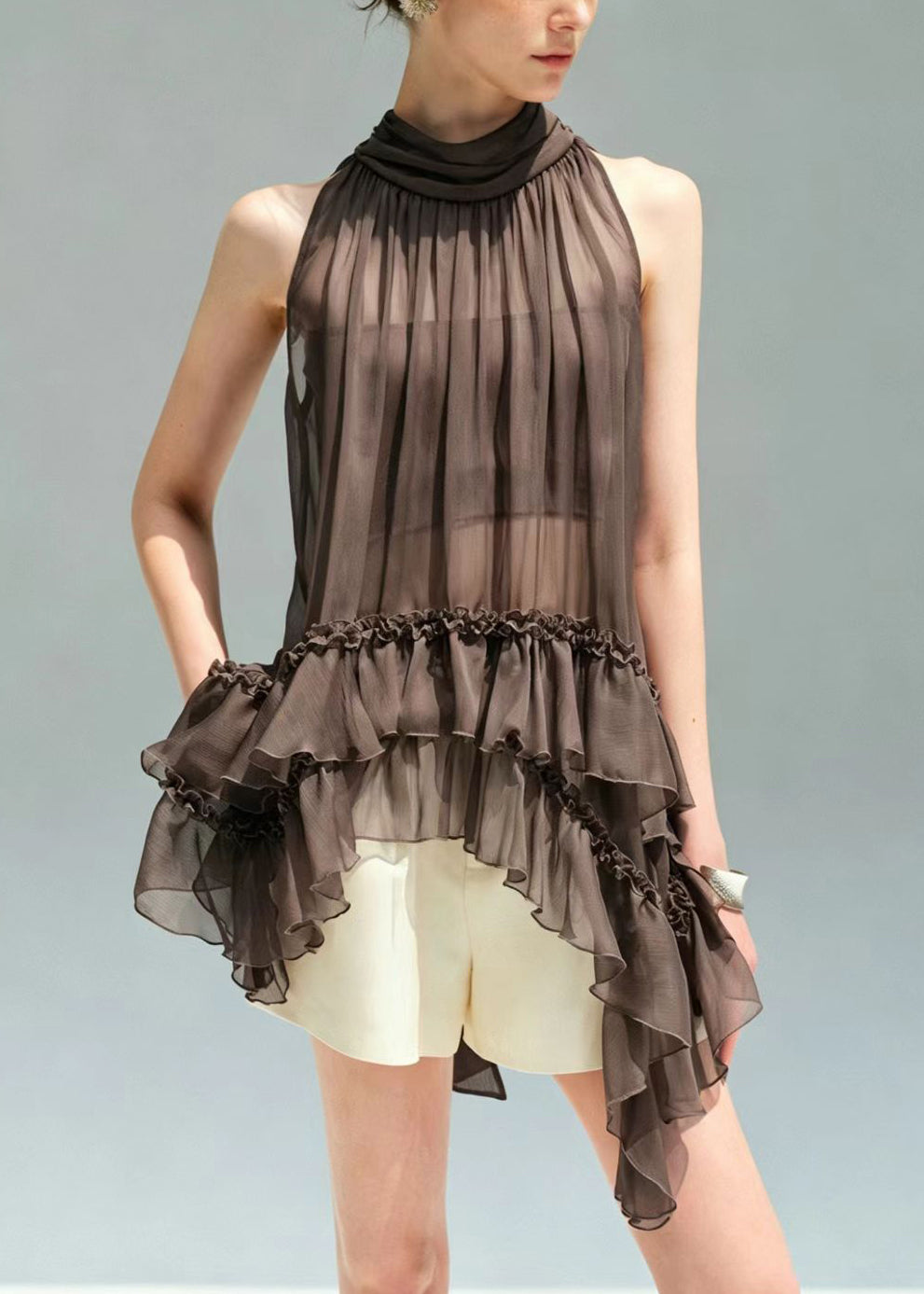 Dames Zomer Set Chiffon Ruches Gerimpeld 2-delig 3