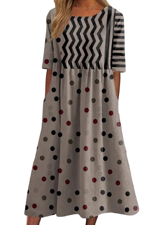 Dames Zomerjurk Boho Stijl met O-hals en Zakken 1