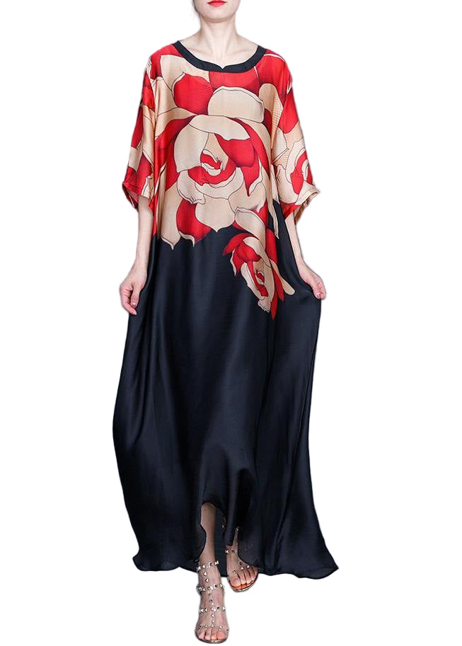 Dames Zomerjurk Plus Size met O-Hals en Print in Chiffon 0