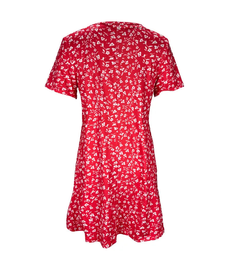Dames Zomerjurk met Bloemenprint en Halflange Mouwen 2