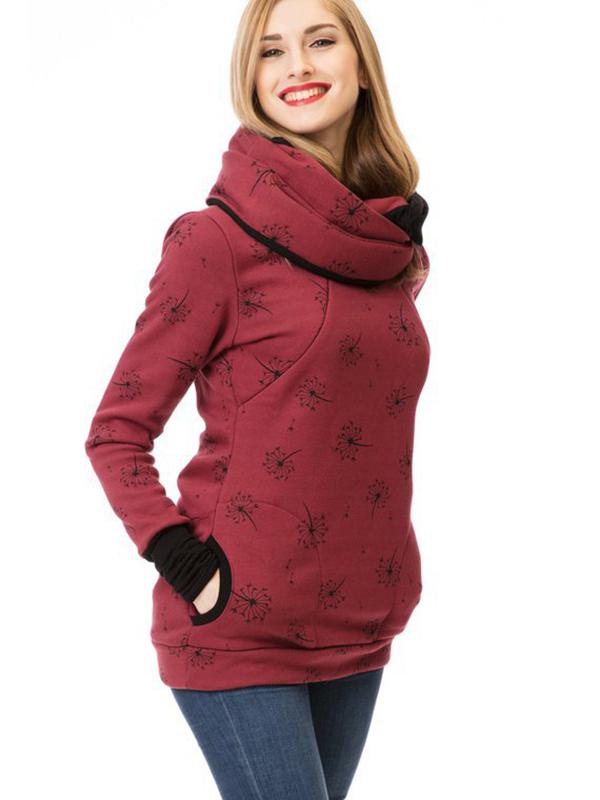 Dames Zwangerschaps Sweatshirt Bloemendruk Casual met Lange Mouwen 7