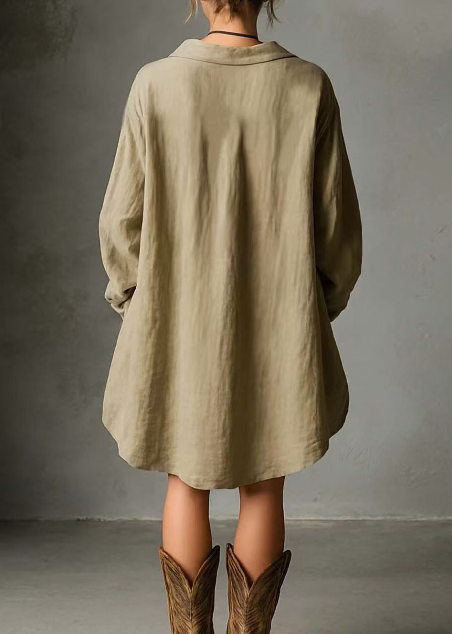 Dames overhemdjurk oversized casual met lange mouwen 3