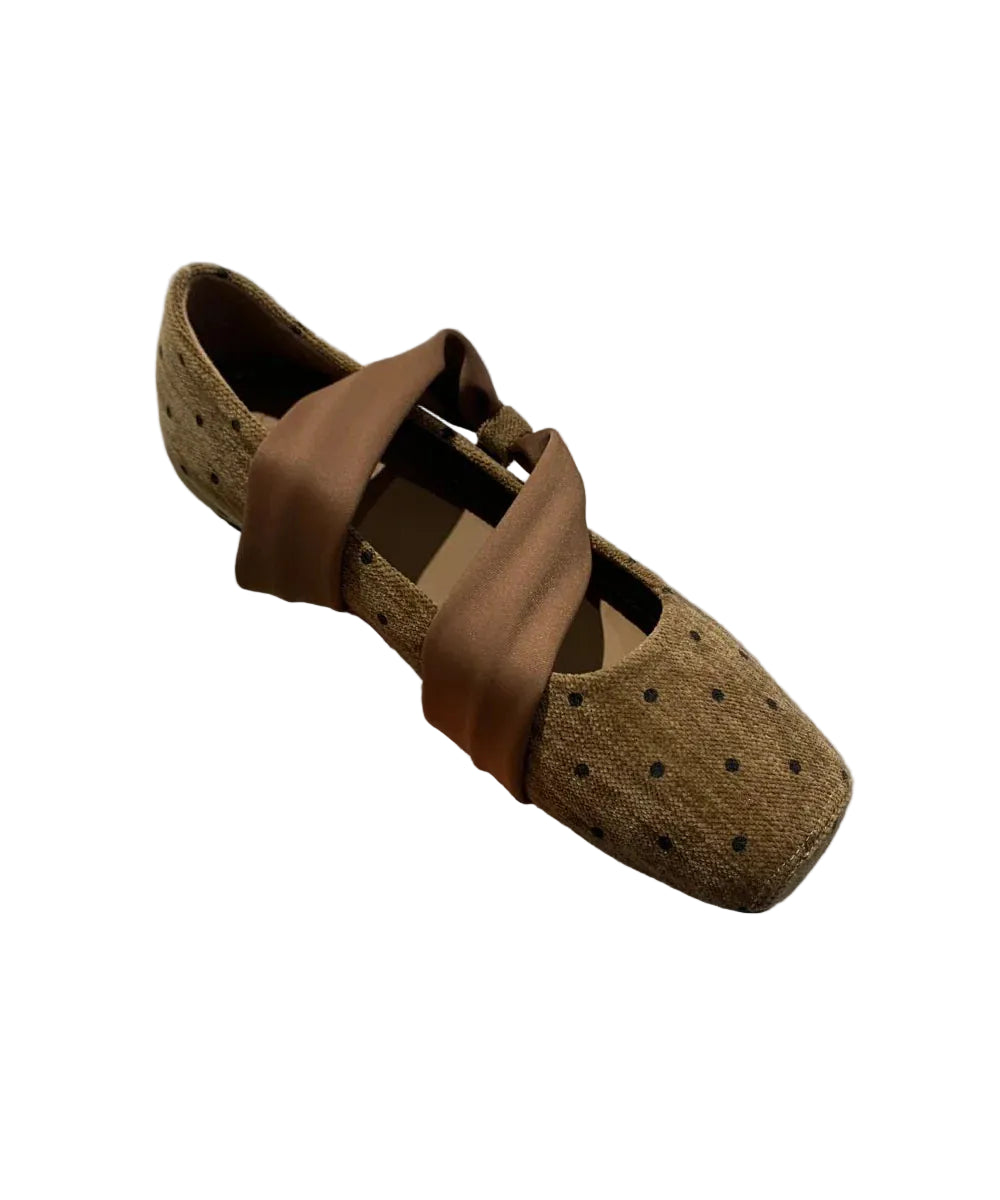 Dames sleehak schoenen boho stijl met stippen 0