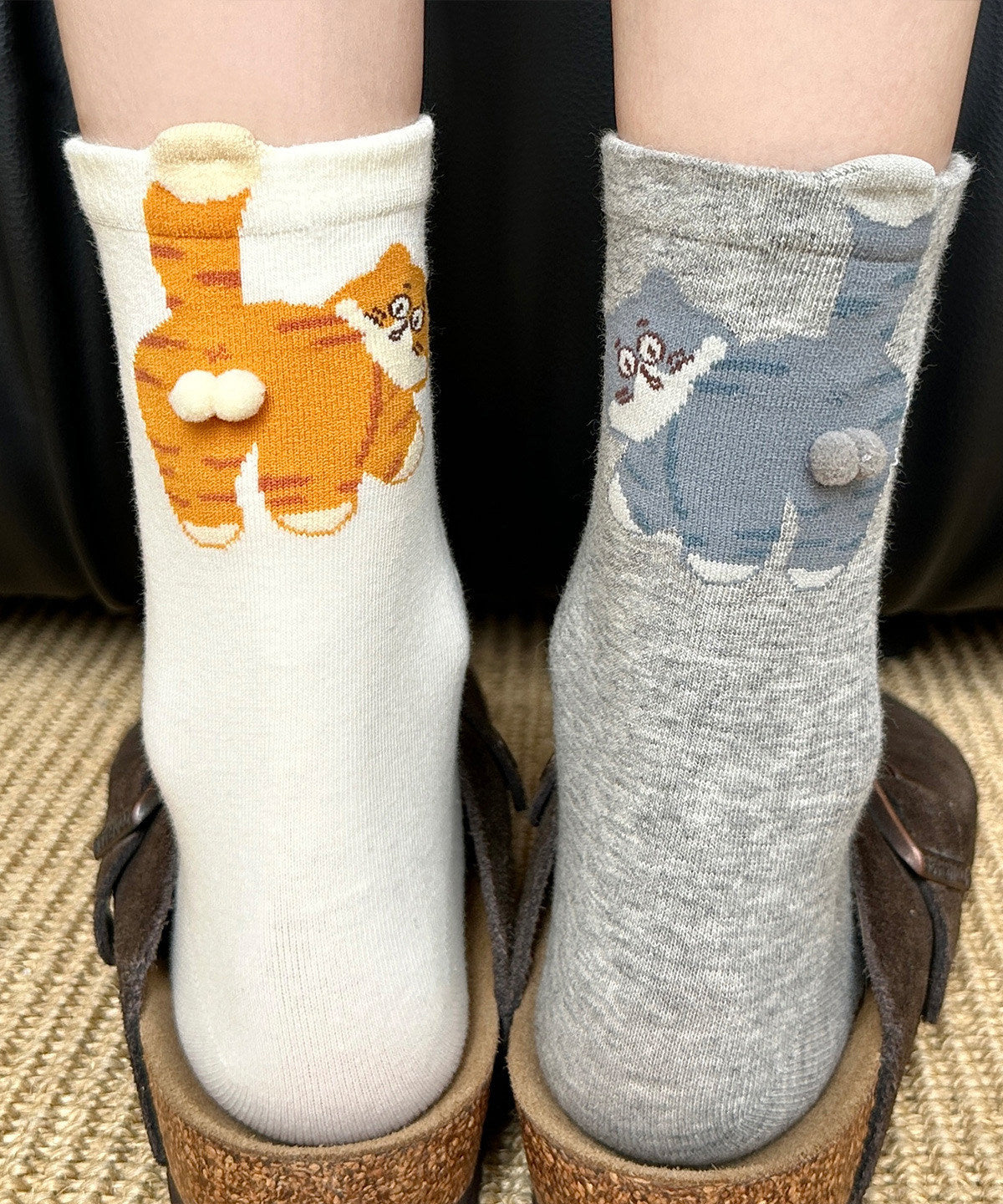 Dames sokken met kat design Japans stijlvol middellang 0