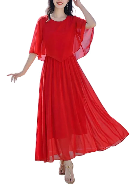Dames zomerjurk met ronde hals en patchwork design 0