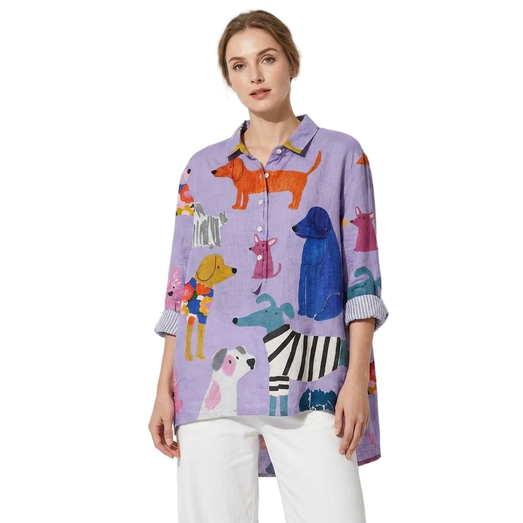 Damesblouse met speelse print, zacht en lichtgewicht. 1