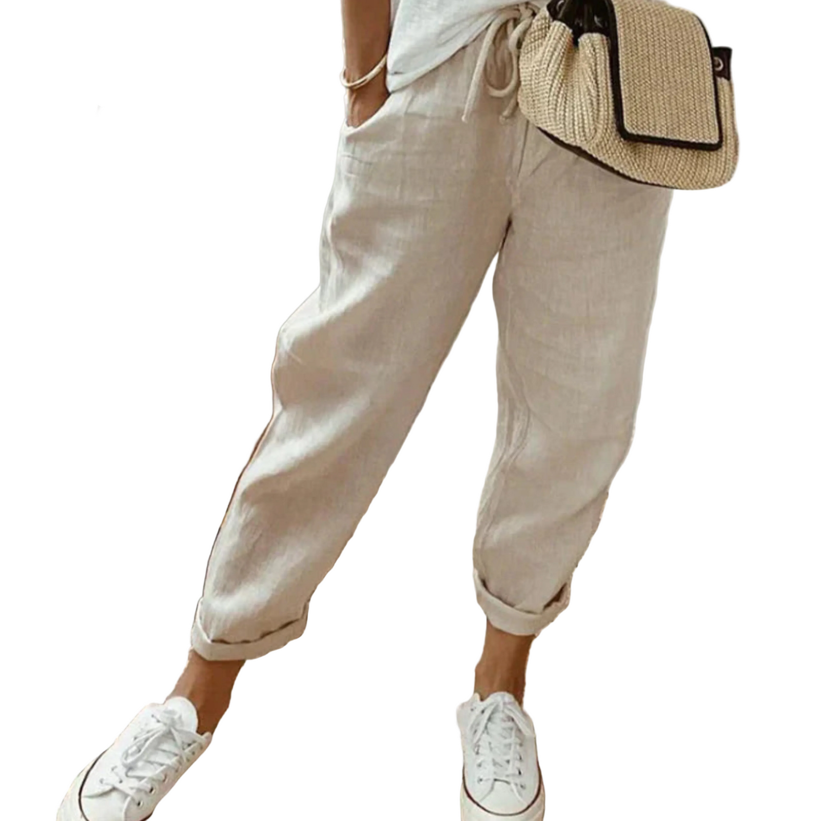 Damesbroek Met Trendy Snit En Verstelbare Elastische Taille 0