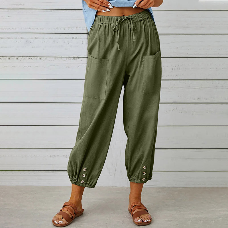 Damesbroek Middelhoge Taille 7/8 Casual met Praktische Zakken 10