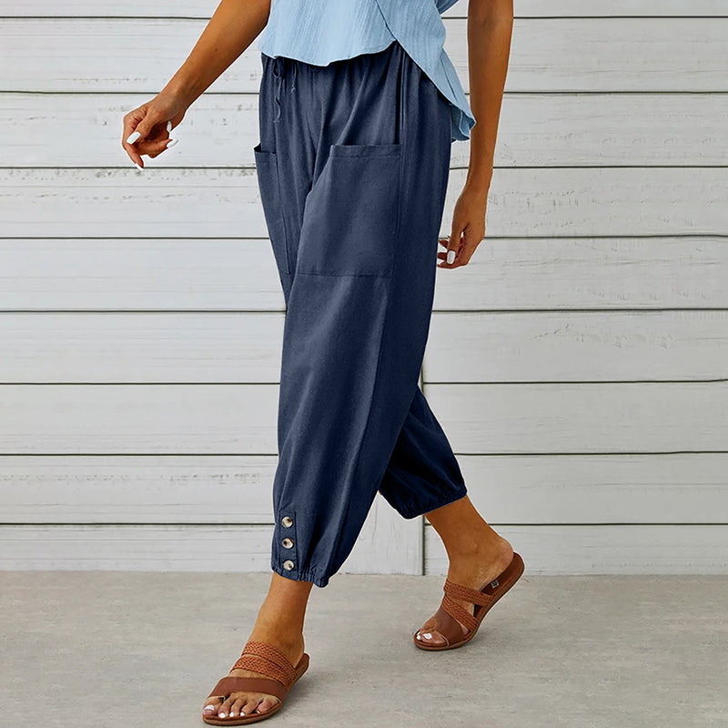 Damesbroek Middelhoge Taille 7/8 Casual met Praktische Zakken 1