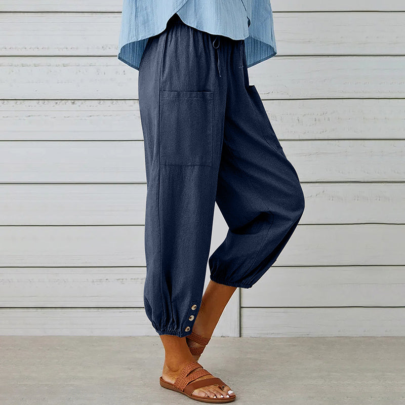 Damesbroek Middelhoge Taille 7/8 Casual met Praktische Zakken 2