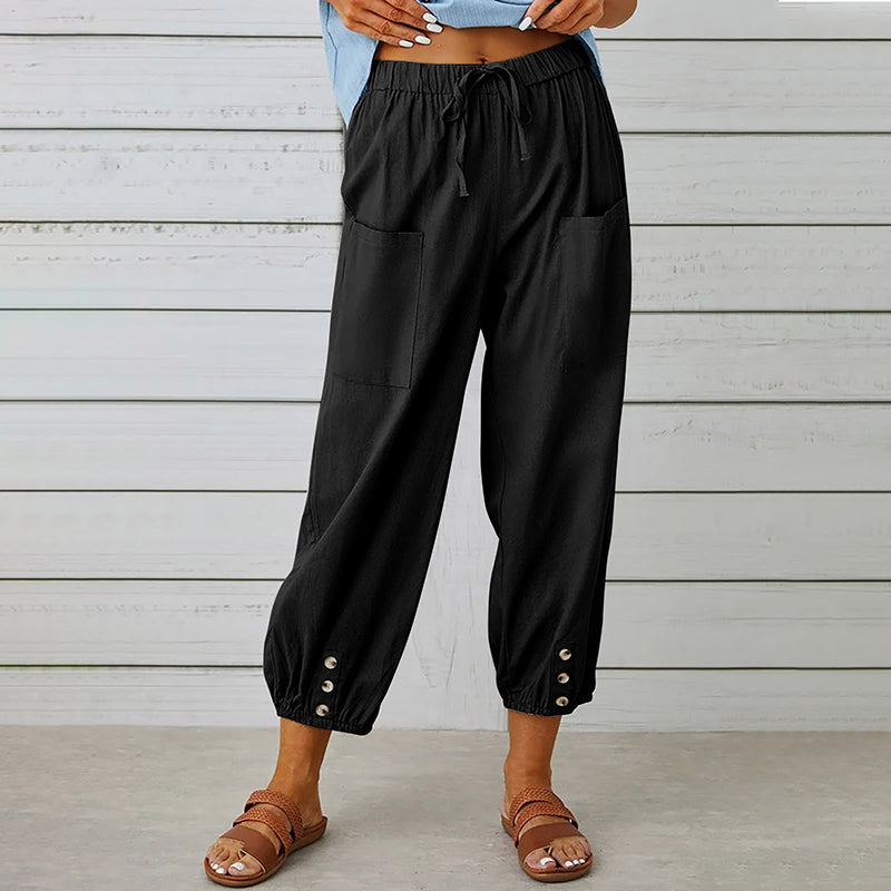 Damesbroek Middelhoge Taille 7/8 Casual met Praktische Zakken 6