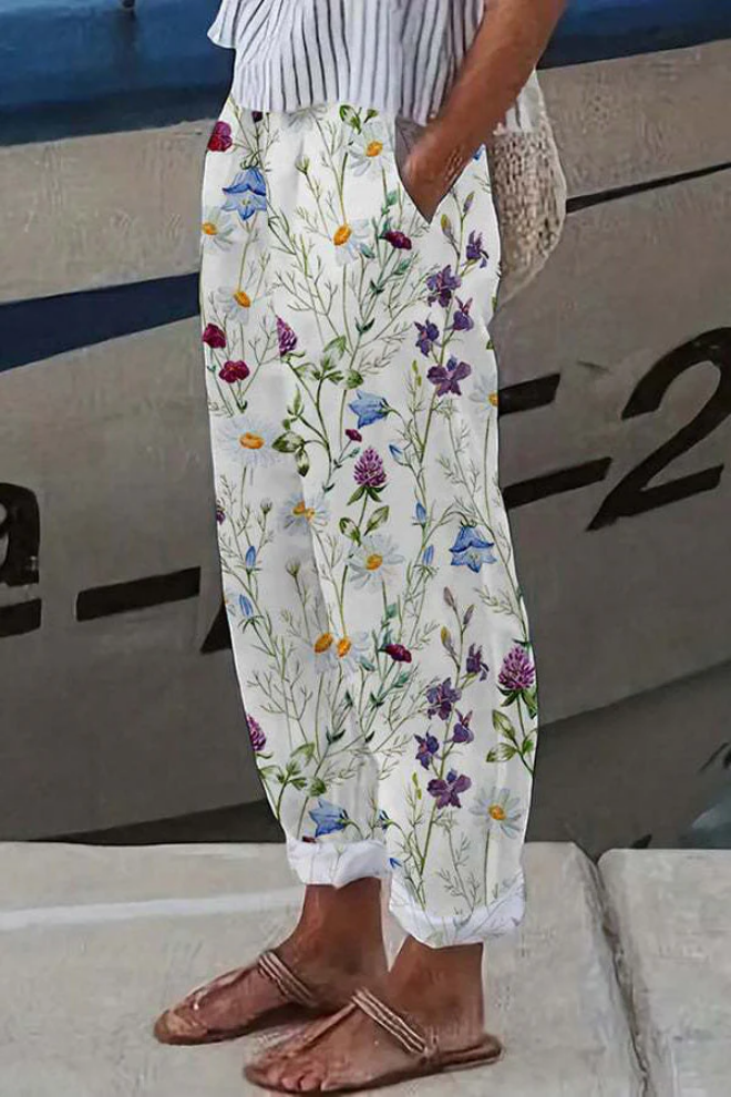 Damesbroek Uniek Bedrukt Met Knopf-Taschen Voor Casual Gebruik 7