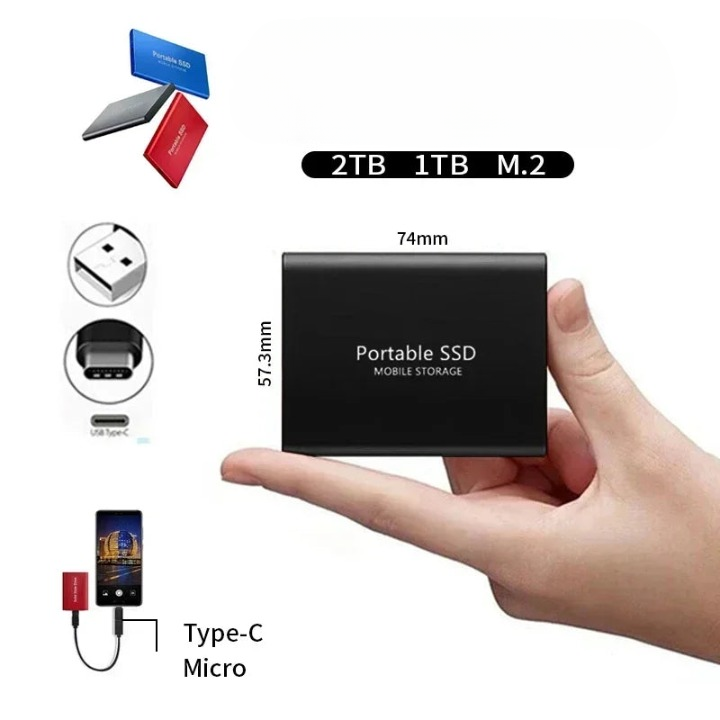 Draagbare SSD-opslag, externe hoge snelheid, USB-C 1050MB/s 3