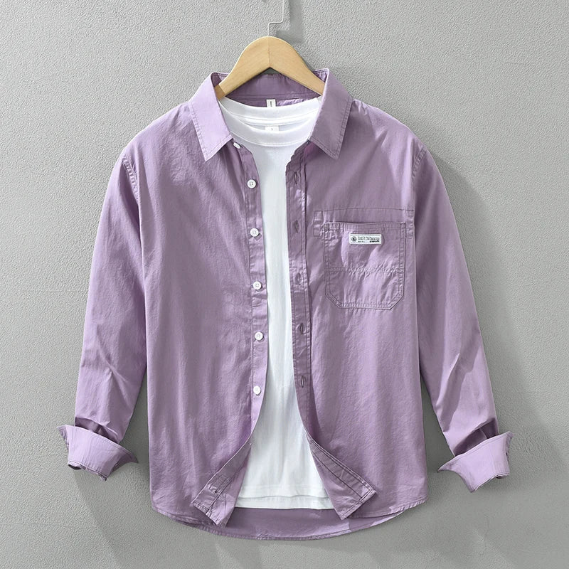 Heren Overhemd Casual 100% Katoen met Borstzak 1