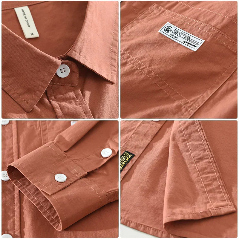 Heren Overhemd Casual 100% Katoen met Borstzak 4