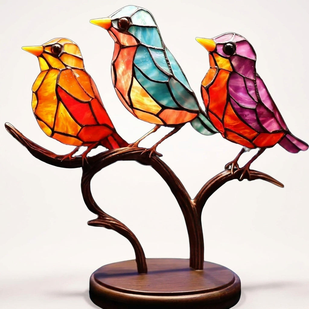 Gekleurde Vogels Op Tak Bureaubladornamenten
