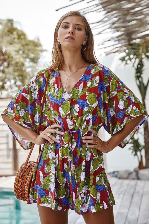 Variant image for Dames Jumpsuit Feestelijk Bloempatroon 100% Katoen-1