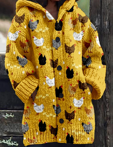 Variant image for Dames Vest Met Unieke Kip- en Kuikenafbeeldingen Zacht Materiaal-9