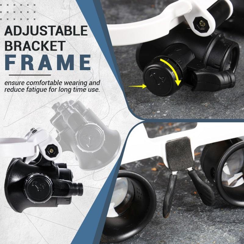 Vergrootglas Bril Met Verstelbare Verlichting Voor Precisiewerk Kunststof Zwart-3