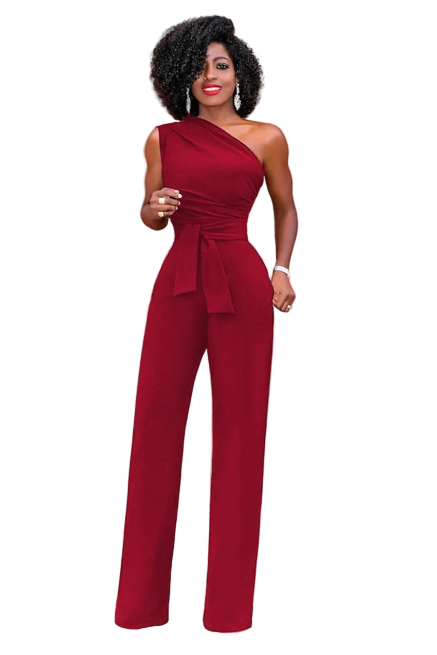Dames Jumpsuit One-Shoulder Feestelijk Polyester Katoen-1
