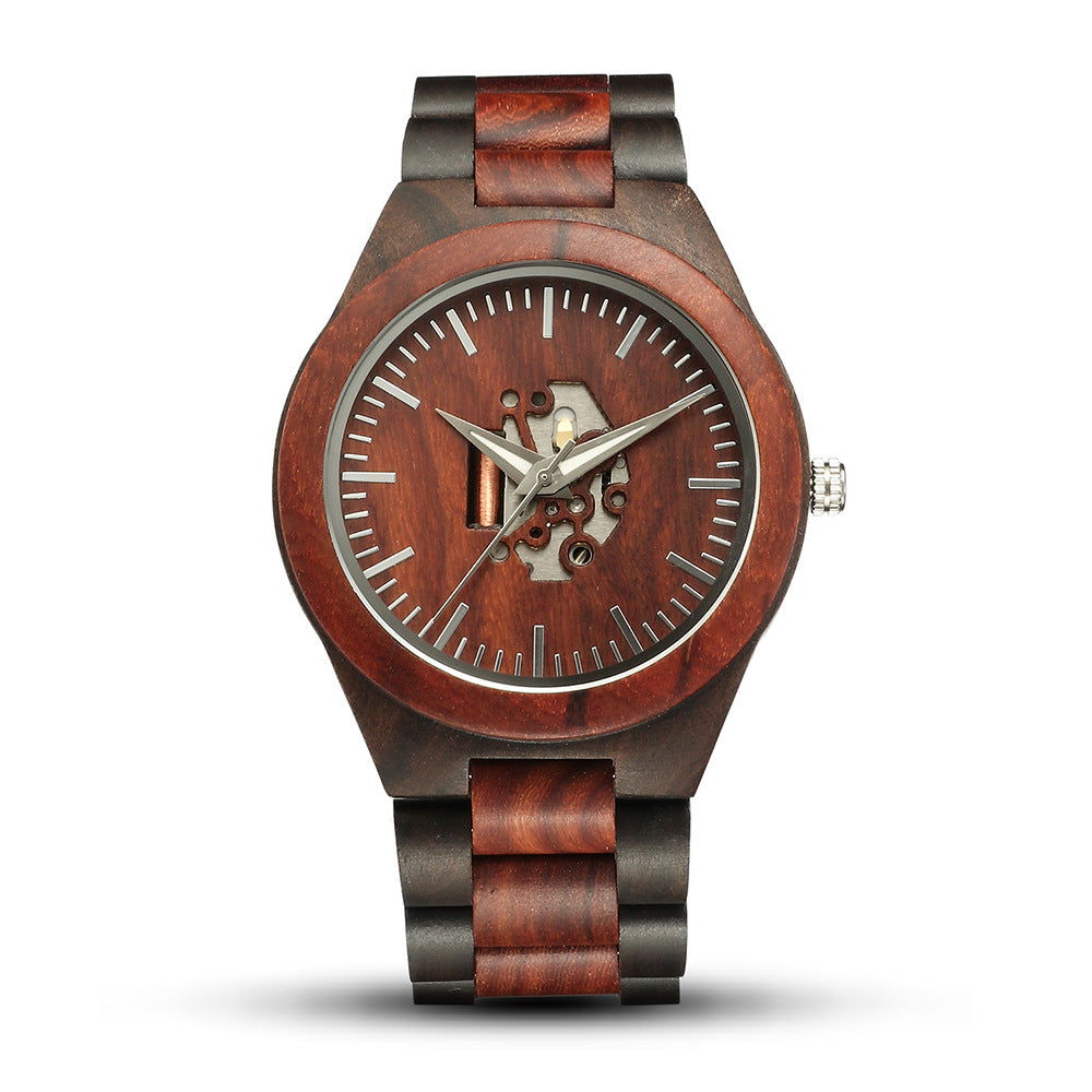 Heren Analoog Horloge met Houten Accenten 0