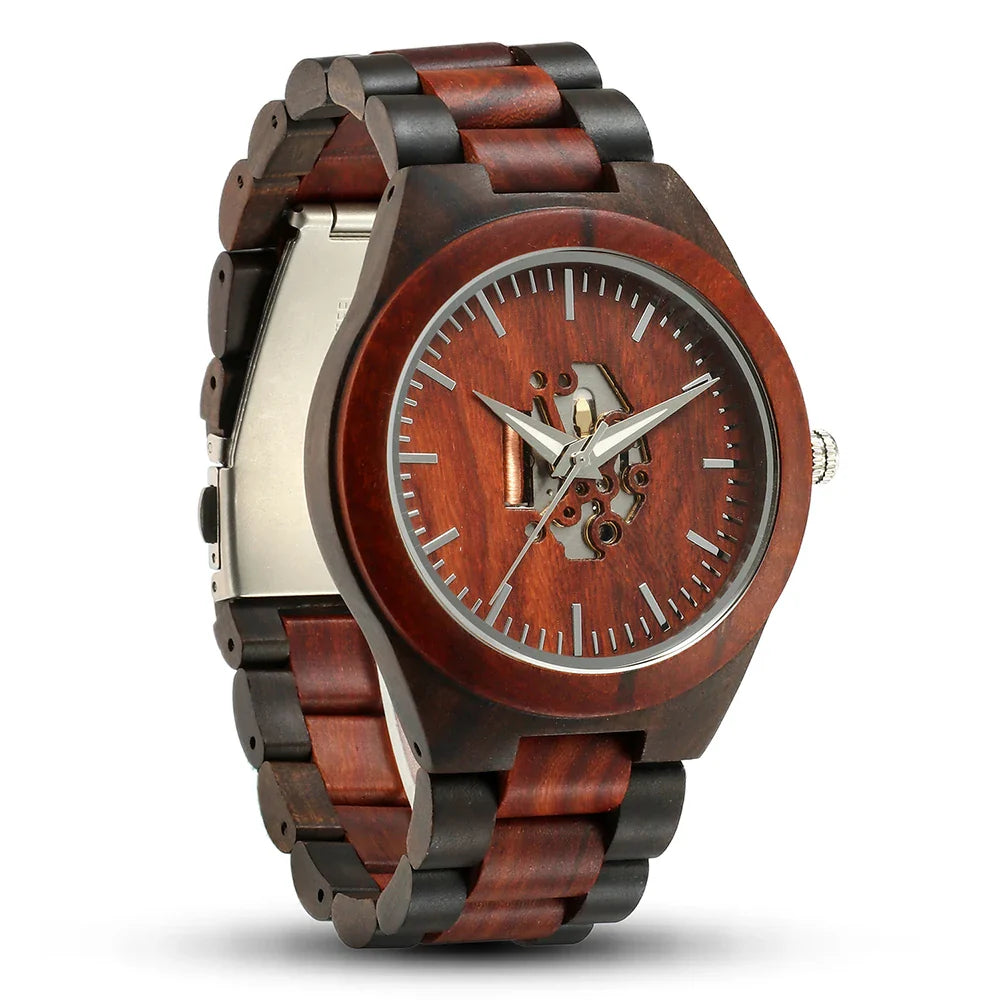 Heren Analoog Horloge met Houten Accenten 3