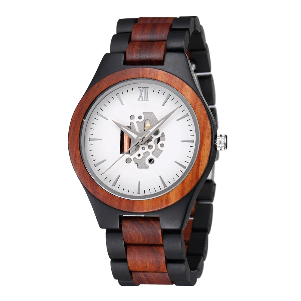 Heren Analoog Horloge met Houten Accenten 7