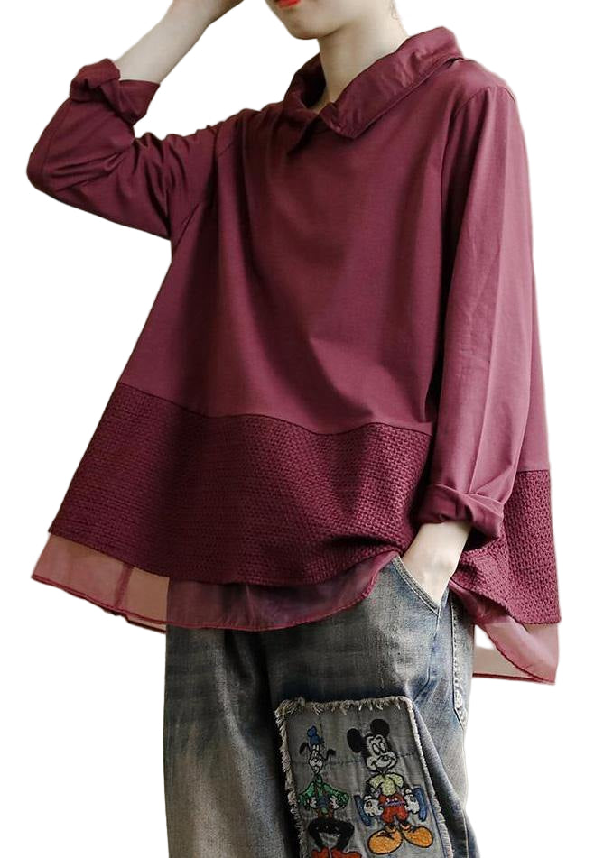 Heren Baggy Shirt met Patchwork en Kraag 0